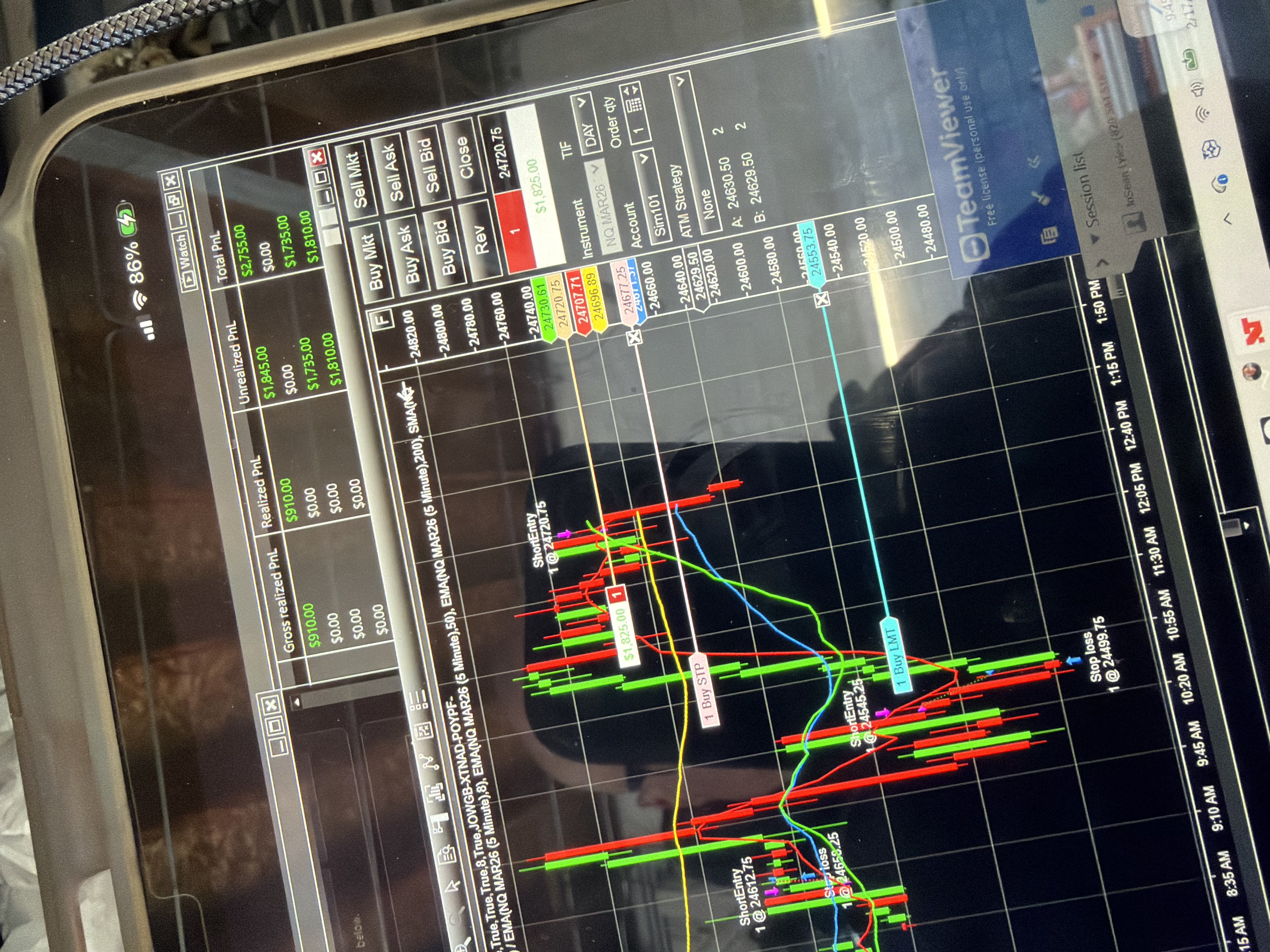 Sean's testing session results